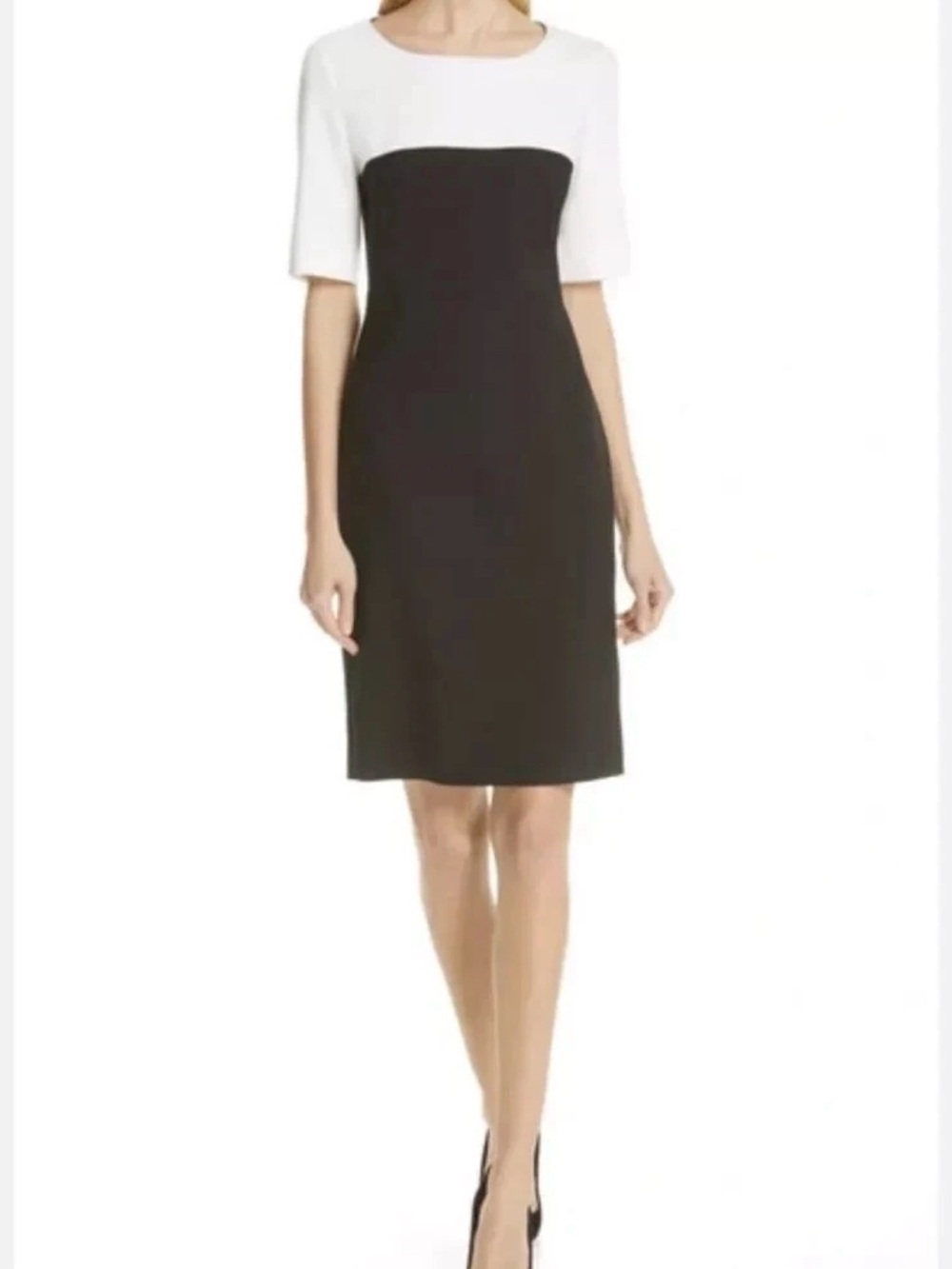 Hugo Boss BOSS Women's Daina Sheath Dress in Black / White Size 10